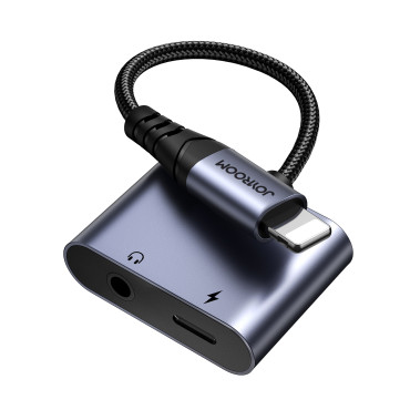 2In1 Adapter Adapter för iPhone laddare + Headphones Lightning / Mini Jack 3.5mm svart