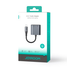 2In1 Adapter Adapter för iPhone laddare + Headphones Lightning / Mini Jack 3.5mm svart
