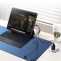 2In1 adapter adapter za iPhone punjač + slušalice munje / mini utičnica 3.5mm Crna