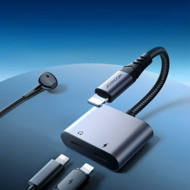 2In1 Adapter Adapter för iPhone laddare + Hörlurar Lightning / 2X Lightning Black