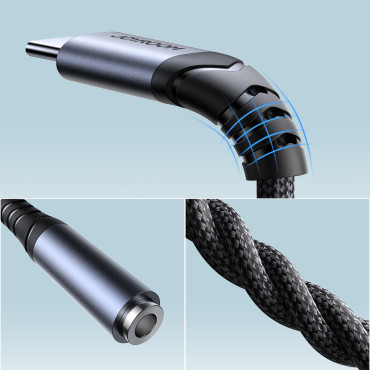 Προσαρμογέας προσαρμογέα DAC USB-C σε μίνι υποδοχή 3.5mm μαύρο