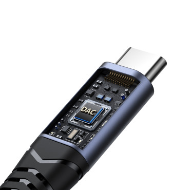2in1 adapter nakladalec + USB-C slušalke za USB-C / Mini Jack 3.5mm Črna