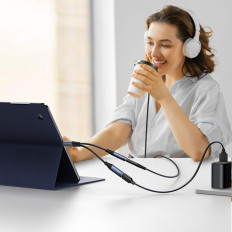 2in1 adapter nakladalec + USB-C slušalke za USB-C / Mini Jack 3.5mm Črna