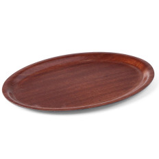 Træ træklæbende bakke - oval 29x21cm