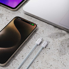 Odolný drát kabel UCB-C PD 60W v uhlíkových vláken 3m světle modrá