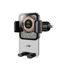 Soporte de automóvil F19 sujetando en el teléfono con un cargador de inducción de 15W