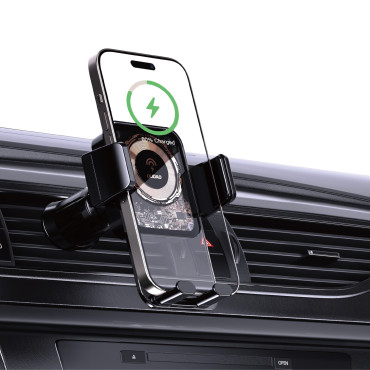 Automobilio laikiklis F19 fiksavimo telefone su 15W indukciniu krautuvu