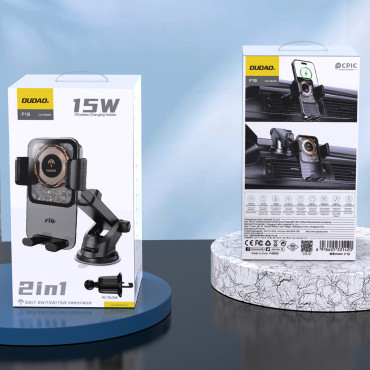 Automašīnas turētājs F19 piestiprināšana pa tālruni ar 15W indukcijas loader