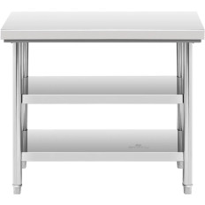 Tabela Worktop Worktop Central Steel 2 Prateleiras 100 x 60 cm a 600 kg