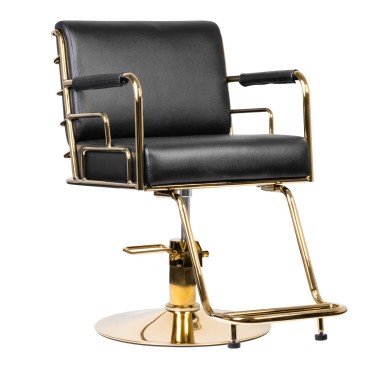 Fauteuil de coiffure GABBIANO Prato Gold - Noir — vue de face