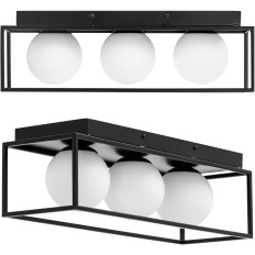 Modern 3-point ceiling lamp E9 - Glass balls in the frame