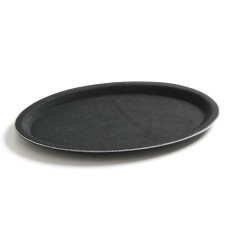 Bandeja de la cintura Oval antideslizante 16x23cm - Negro