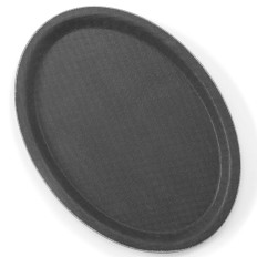 Plateau de serveur antidérapant ovale 16x23cm - noir