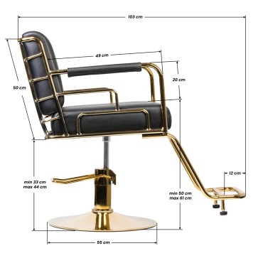 GABBIANO Friseurstuhl Prato Gold - Schwarz — Seitenansicht