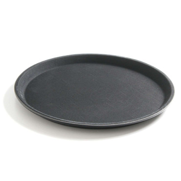 Una bandeja de espera antideslizante. Redondo miércoles 28cm - negro