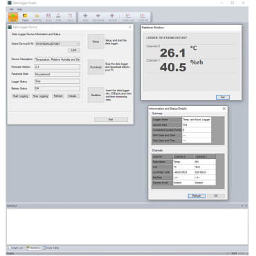 Temperatur- och fuktighetsinspelare USB-sortiment -40 till 125C