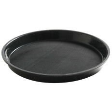 Una bandeja de espera antideslizante. Resistente a la redonda con un bastidor. 36 cm - negro