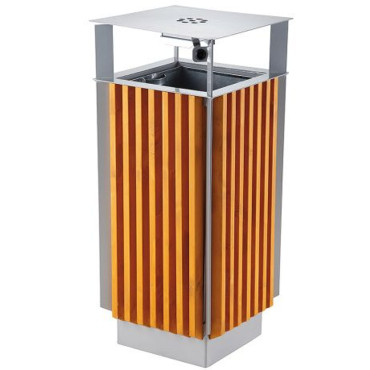 Uma cesta urbana com cinzeiro e metal removível + cartucho de madeira 65L