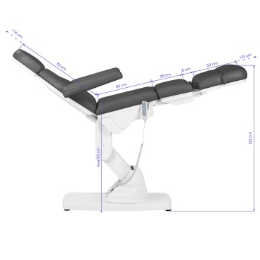 Kate electric podiatry chair, 4 actuators, gray — side view
