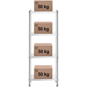 Gastronomijas noliktavas tērauda plaukts līdz 200 kg 70 x 40 x 180 cm