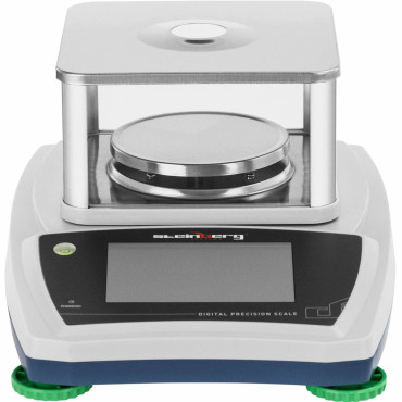 Analytisk laboratoriebalans med ett glasskydd med en pekskärm LCD 300 g / 0,001 g
