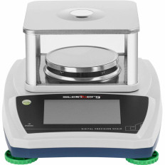 Analytisk laboratoriebalans med ett glasskydd med en pekskärm LCD 300 g / 0,001 g