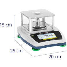 Analytisk laboratoriebalans med ett glasskydd med en pekskärm LCD 300 g / 0,001 g