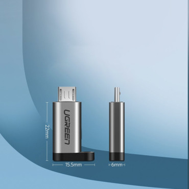 Adaptador adaptador com USB-C em micro USB - cinza