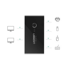 Switch Box Hub slēdzis 4x USB 2.0 USB izplatītājs diviem datoriem - melns