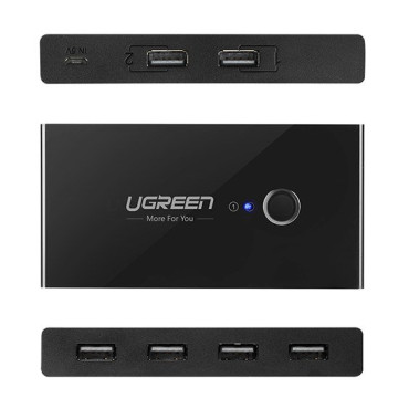 Switch Box Hub slēdzis 4x USB 2.0 USB izplatītājs diviem datoriem - melns