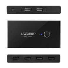 Switch Box Hub slēdzis 4x USB 2.0 USB izplatītājs diviem datoriem - melns