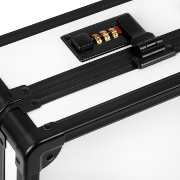 VALISE DE COIFFURE BARBIER BLANC ET NOIR — gros plan poignée