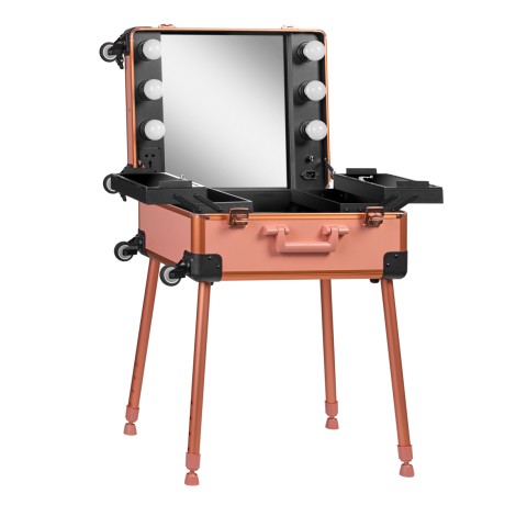 MALETA PORTÁTIL CON SOPORTE T-27 ORO ROSA — vista frontal