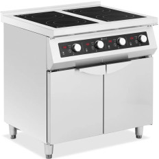 Vrijstaande inductiekeuken met kast 4 branders 400 V 17000 W