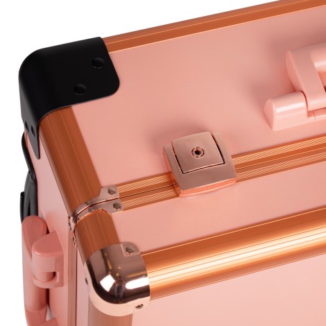 ACTIVESHOP CASE PORTABLE STAND T-27 Kosmetikkoffer Roségold — Detailaufnahme Etikett