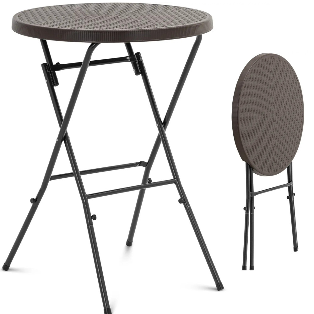 Garden Catering Table Foldable Round 79 x 110 cm Black