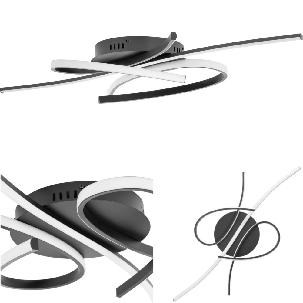 Plafonnier LED moderne avec télécommande - lignes d'entrelacement