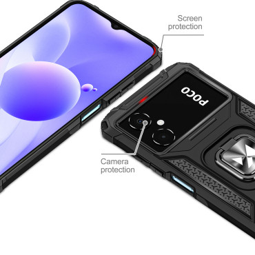 Obrnené puzdro Samsung Galaxy A03 magnetický držiak krúžok Armor čierna