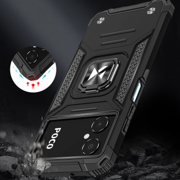 Caso blindado Samsung Galaxy A03 Titular Magnético Anel Armor Preto