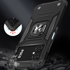 Obrnené puzdro Samsung Galaxy A03 magnetický držiak krúžok Armor čierna