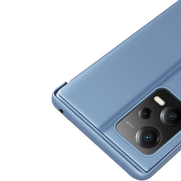 Caso brilhante com flip para Xiaomi Redmi Nota 12 Pro + Clear View Case Blue