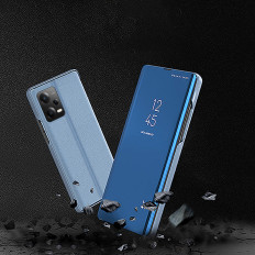 Cas brillant avec Flip pour Xiaomi Redmi Note 12 Pro + Clear View Case Bleu