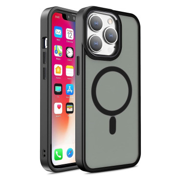 MagSafe Magnetic Case voor iPhone 15 Pro-gaten onder een zwarte leiband
