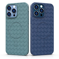 Case Cover Gevlochten voor iPhone 14 Pro met Magsafe Geweven Case Purple