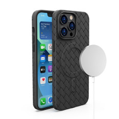Slučaj Pletes za iPhone 15 s magsafe tkani slučaj crno