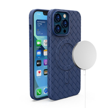 Θήκη περιπτώσεων πλεγμένη για το iPhone 15 από το Magsafe Woven Case Navy