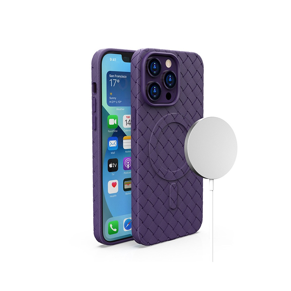 Caso de caso Trançado para o iPhone 15 do Magsafe Woven Case Roxo