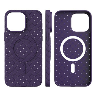 Caso de caso Trançado para o iPhone 15 do Magsafe Woven Case Roxo