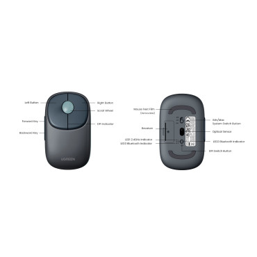 Bezdrôtová myš myši pre MU102 FUN + BLUETOOTH 2.4 GHZ BLACK