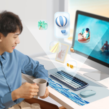 Bezdrôtová klávesnica s podsvietením KU101 Bluetooth USB-C modrá